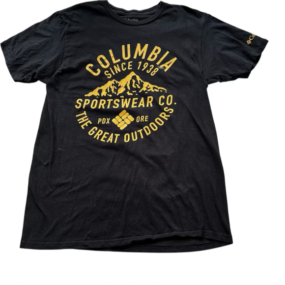 COLUMBIA SPORTSWEAR Black T Shirt Tee Short Sleeve Cotton Mens M - Picture 1 of 4